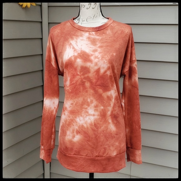Tie Dye Pullover, Orange/White, NWT - Picture 2 of 8